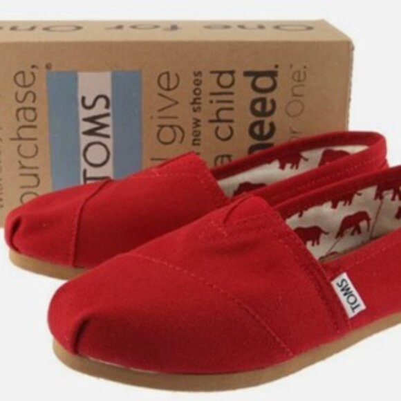 TOMS Classic Red Canvas Women Slip on size 5 - Picture 15 of 16
